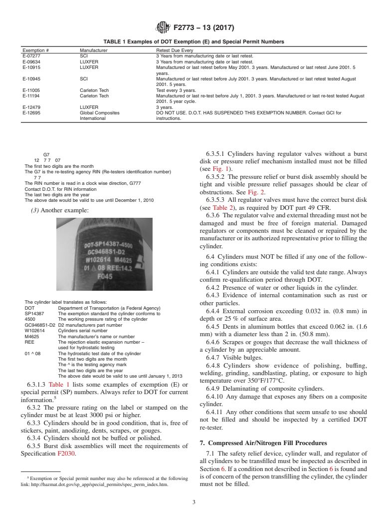 ASTM F2773-13(2017) - Standard Practice for Transfilling Compressed Air or Nitrogen and Safe Handling of  Small Paintball Cylinders