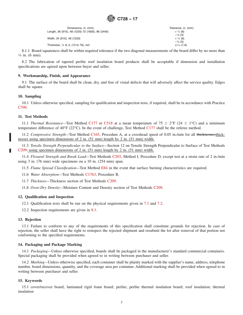 REDLINE ASTM C728-17 - Standard Specification for  Perlite Thermal Insulation Board