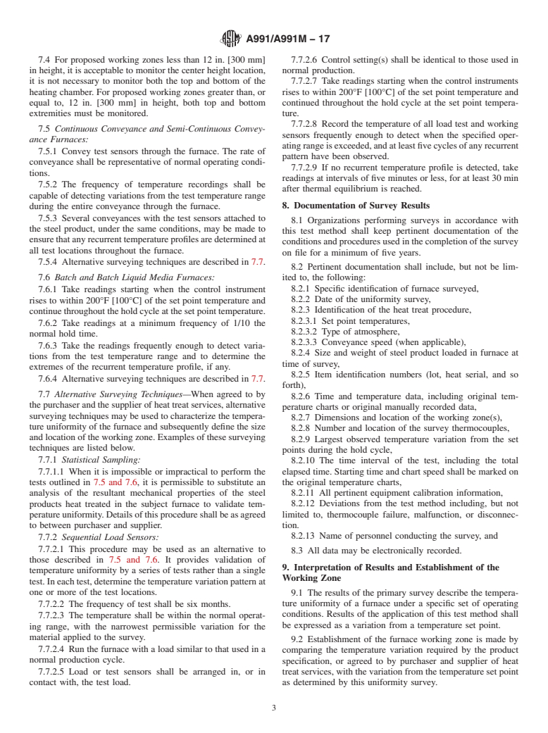 ASTM A991/A991M-17 - Standard Test Method for  Conducting Temperature Uniformity Surveys of Furnaces Used  to Heat Treat Steel Products