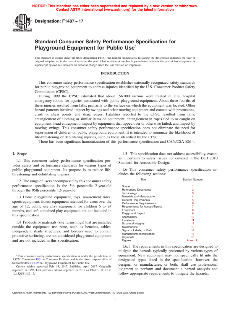 ASTM F1487-17 - Standard Consumer Safety Performance Specification for  Playground Equipment for Public Use