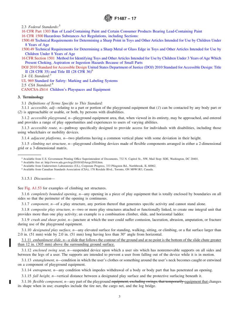 REDLINE ASTM F1487-17 - Standard Consumer Safety Performance Specification for  Playground Equipment for Public Use