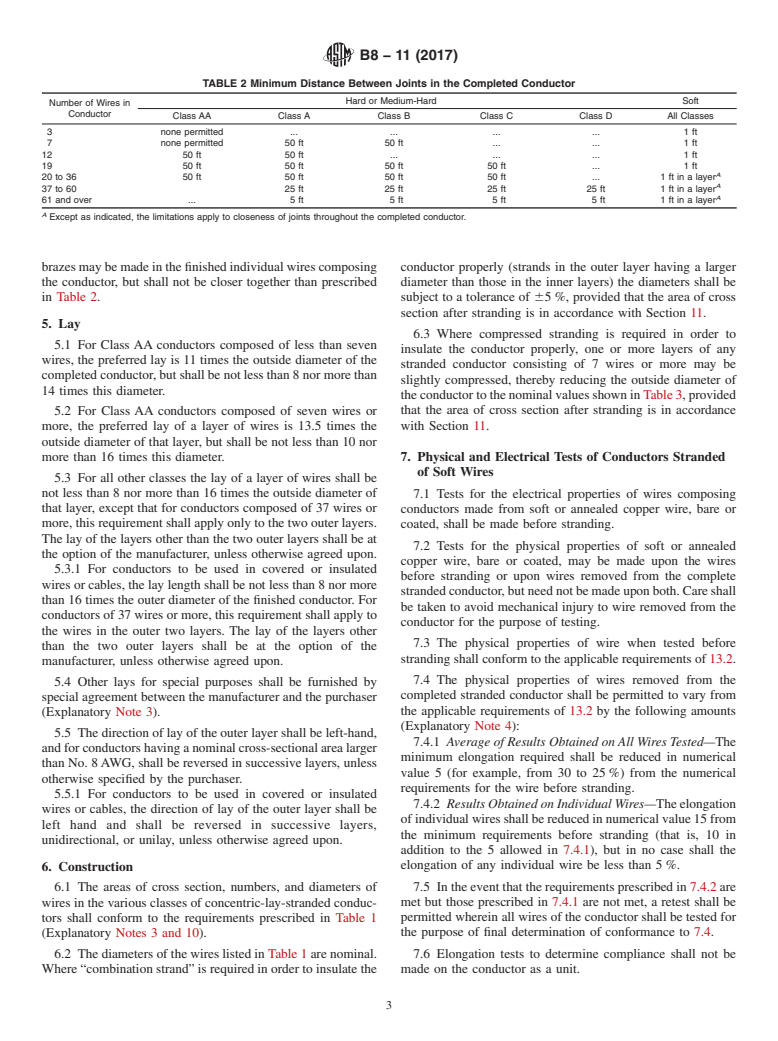 ASTM B8-11(2017) - Standard Specification for Concentric-Lay-Stranded Copper Conductors, Hard, Medium-Hard,   or Soft