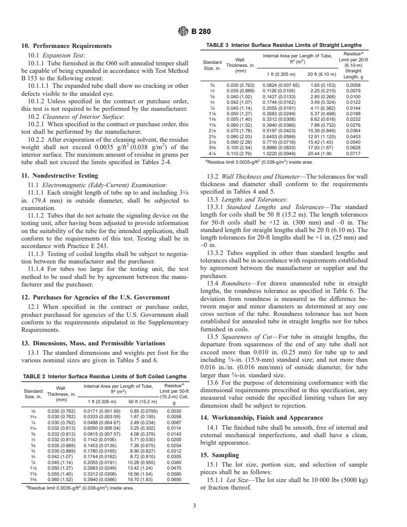 ASTM B280-99e1 - Standard Specification for Seamless Copper Tube for Air Conditioning and Refrigeration Field Service