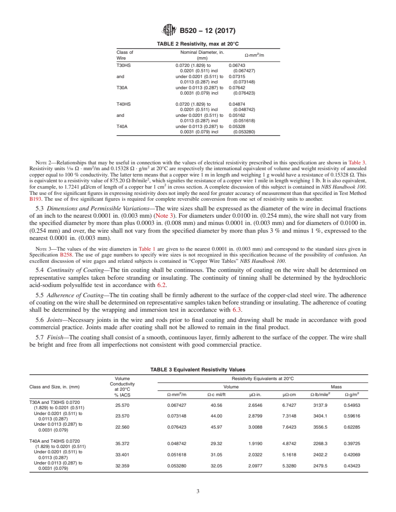 REDLINE ASTM B520-12(2017) - Standard Specification for Tin-Coated, Copper-Clad Steel Wire for Electronic Application