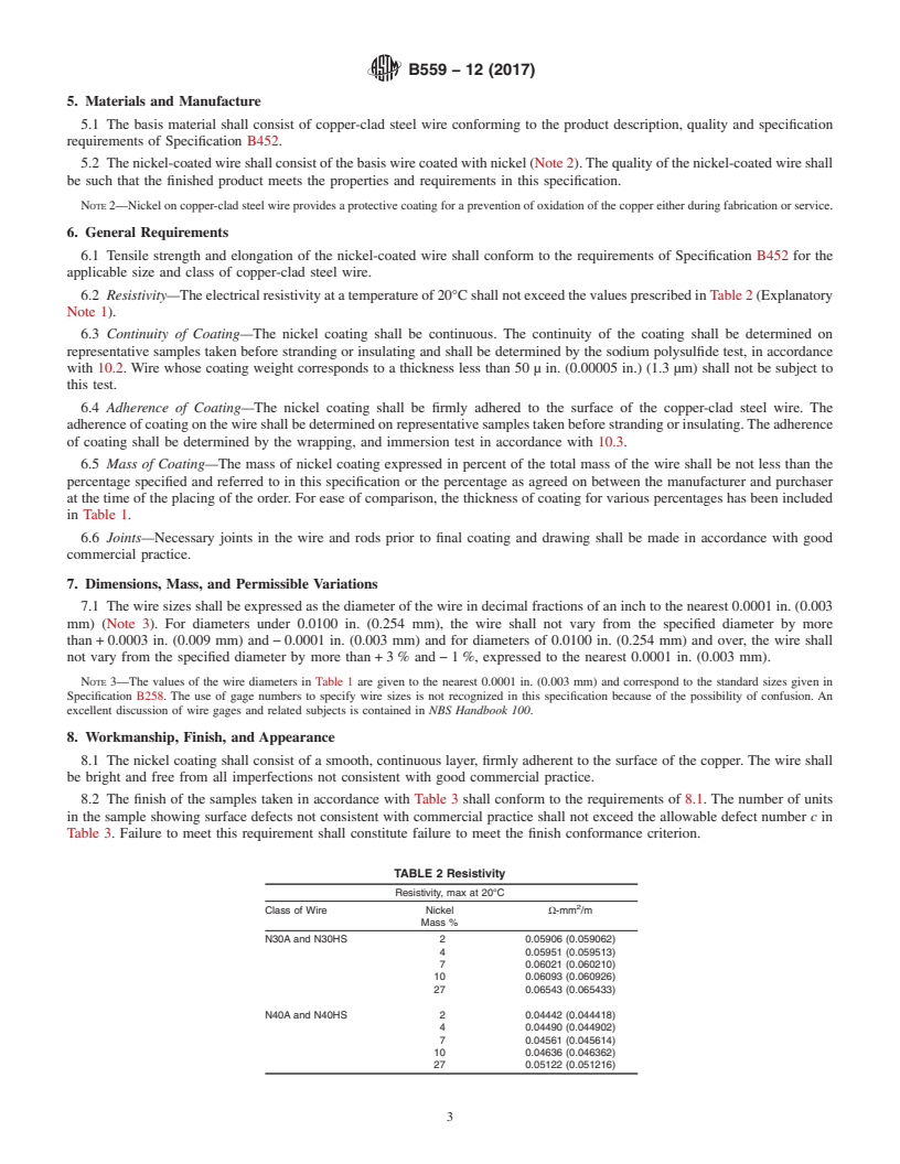 REDLINE ASTM B559-12(2017) - Standard Specification for Nickel-Coated, Copper-Clad Steel Wire for Electronic Application