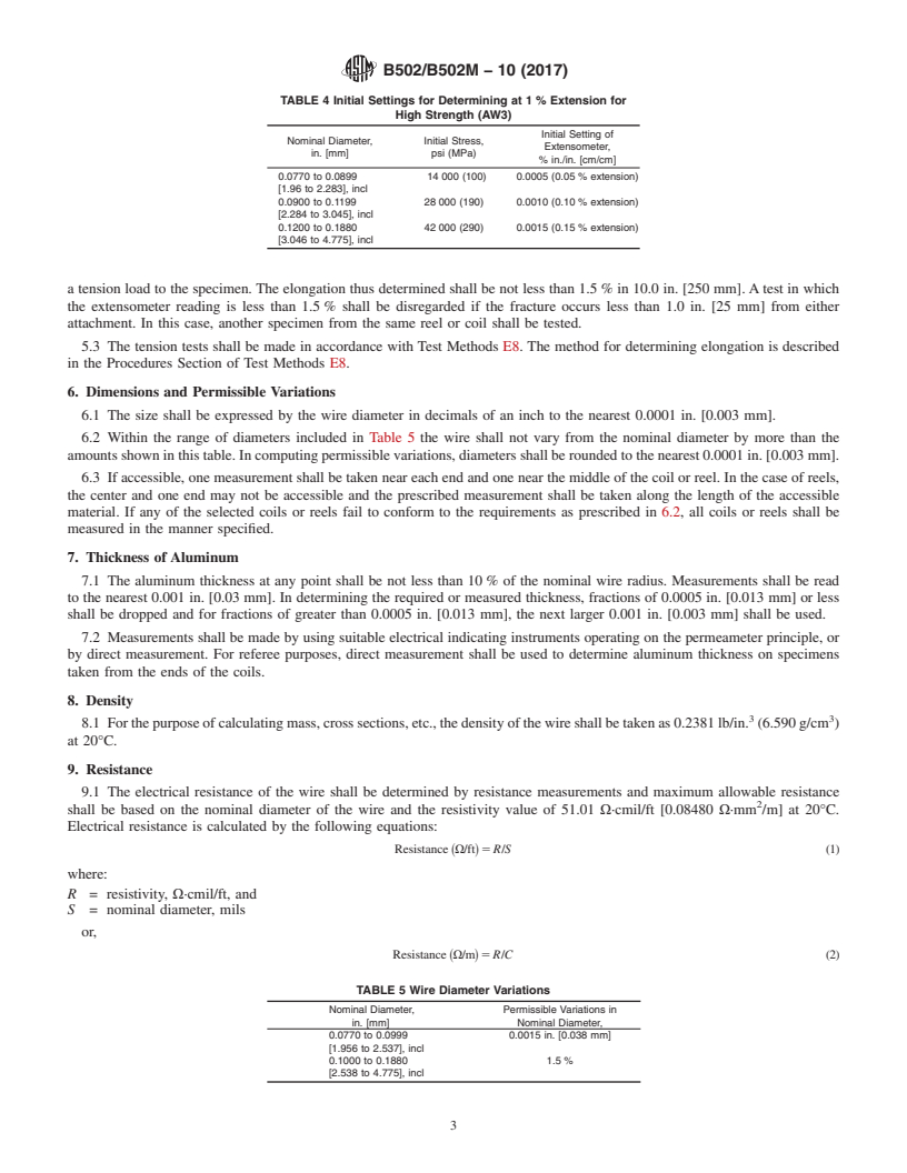 REDLINE ASTM B502/B502M-10(2017) - Standard Specification for Aluminum-Clad Steel Core Wire for Use in Overhead Electrical   Aluminum Conductors