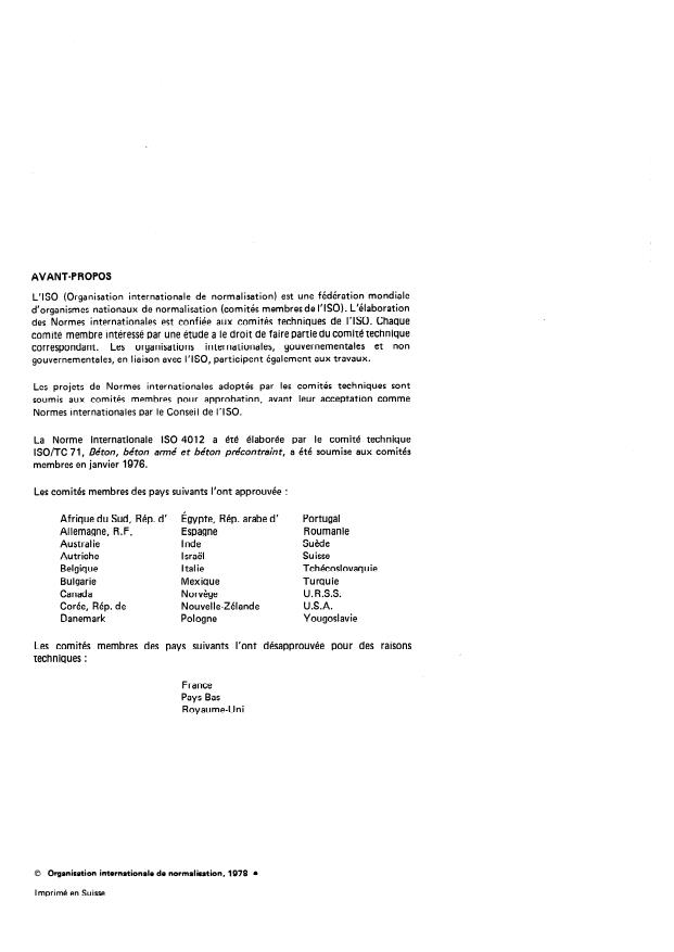 ISO 4012:1978 ISO 4012:1978 - Béton -- Détermination de la résistance a la compression des éprouvettes - Page 2 preview