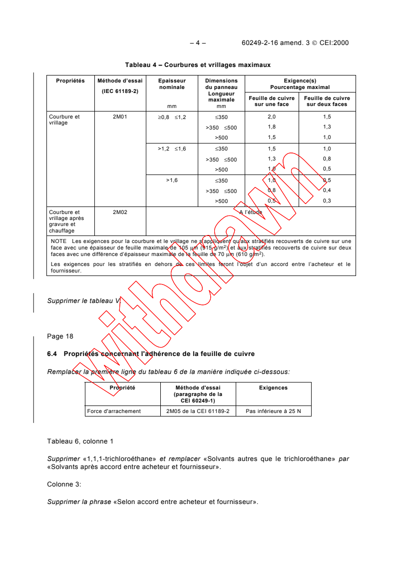 IEC 60249-2-16:1992/AMD3:2000 IEC 60249-2-16:1992/AMD3:2000 - Amendment 3 - Base materials for printed circuits - Part 2: Specifications - Specification No. 16: Polyimide woven glass fabric copper-clad laminated sheet of defined flammability (vertical burning test)
Released:8/22/2000
Isbn:283185346X - Page 4 preview