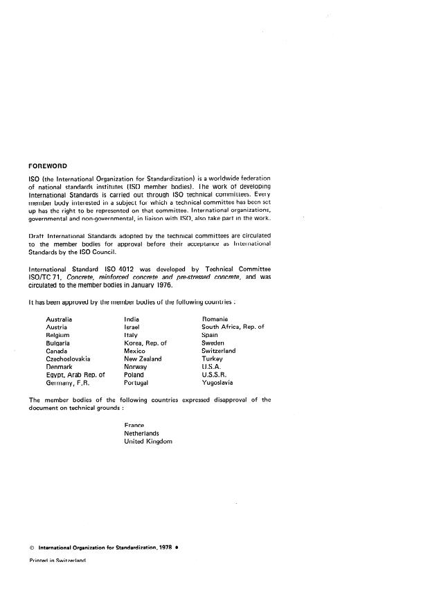 ISO 4012:1978 ISO 4012:1978 - Concrete -- Determination of compressive strength of test specimens - Page 2 preview