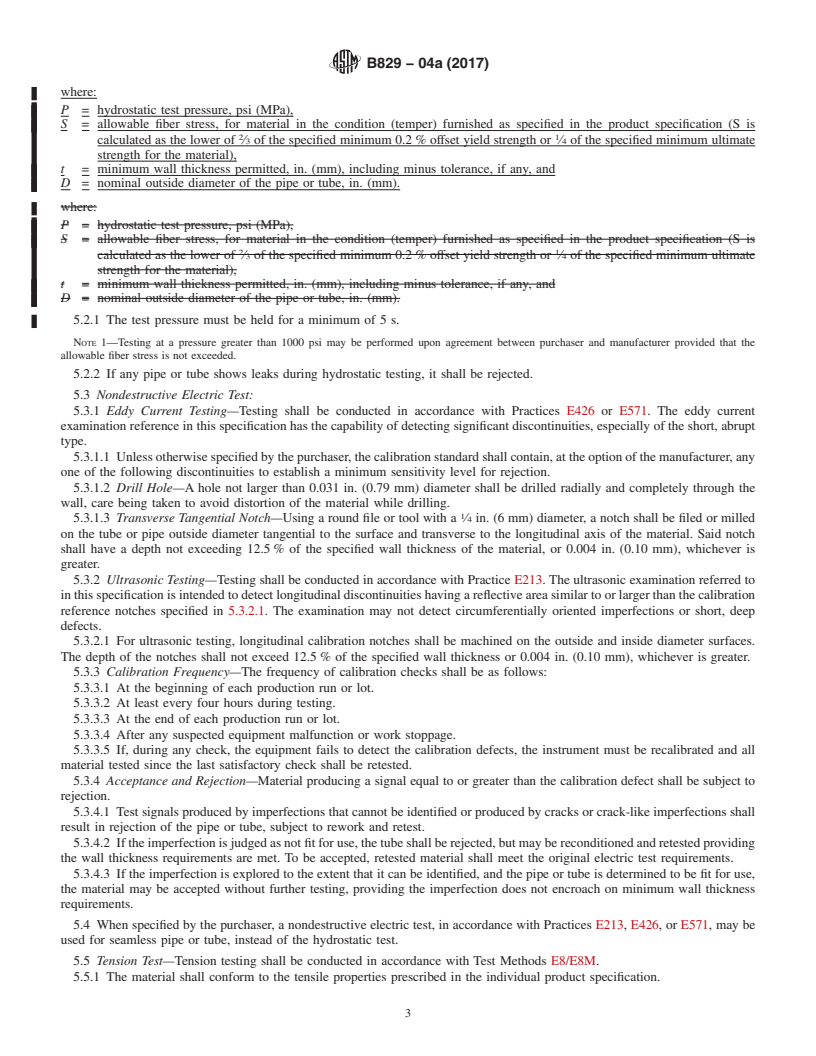 REDLINE ASTM B829-04a(2017) - Standard Specification for General Requirements for Nickel and Nickel Alloys Seamless  Pipe and      Tube