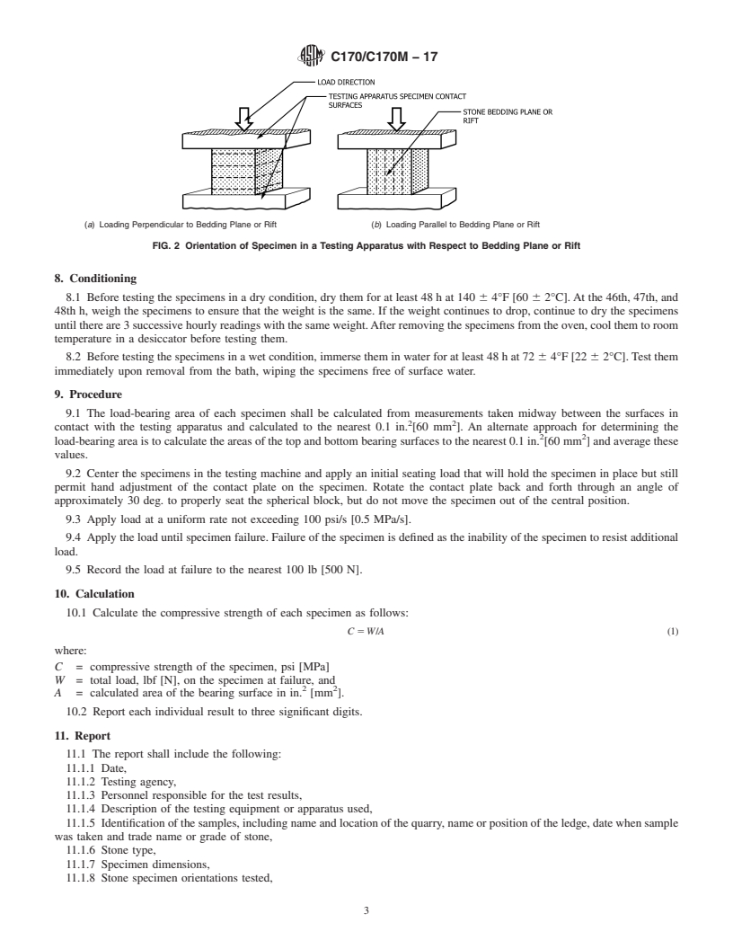 REDLINE ASTM C170/C170M-17 - Standard Test Method for  Compressive Strength of Dimension Stone