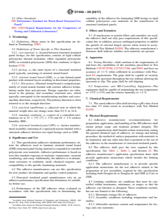 ASTM D7446-09(2017) ASTM D7446-09(2017) - Standard Specification for Structural Insulated Panel (SIP) Adhesives for Laminating Oriented Strand Board (OSB) to Rigid Cellular Polystryene Thermal Insulation Core Materials - Page 2 preview