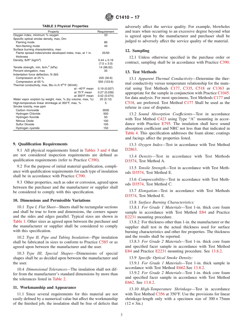 ASTM C1410-17 - Standard Specification for  Cellular Melamine Thermal and Sound-Absorbing Insulation