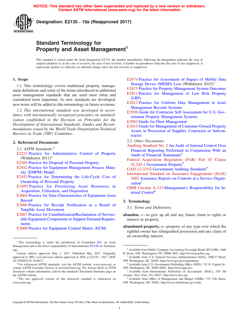 ASTM E2135-10a(2017) - Standard Terminology for Property and Asset Management