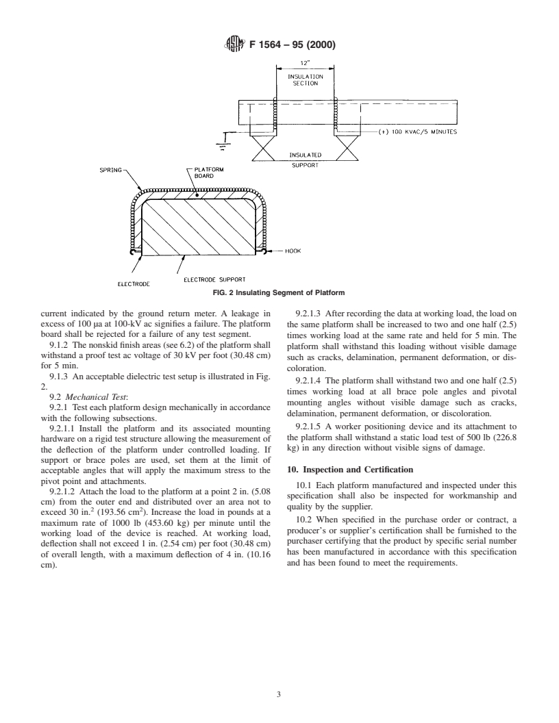 ASTM F1564-95(2000) - Standard Specification for Structure-Mounted Insulating Work Platforms for Electrical Workers