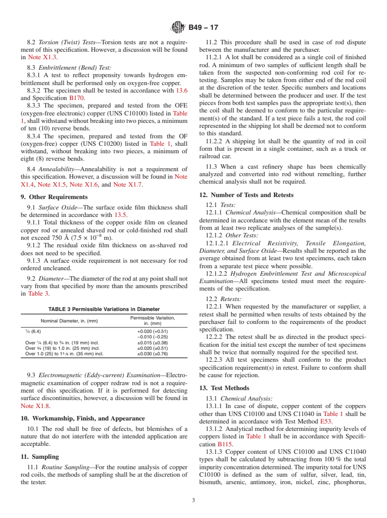 ASTM B49-17 - Standard Specification for Copper Rod for Electrical Purposes