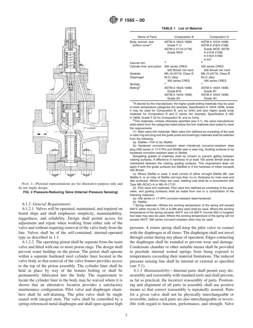 ASTM F1565-00 - Standard Specification for Pressure-Reducing Valves for Steam Service
