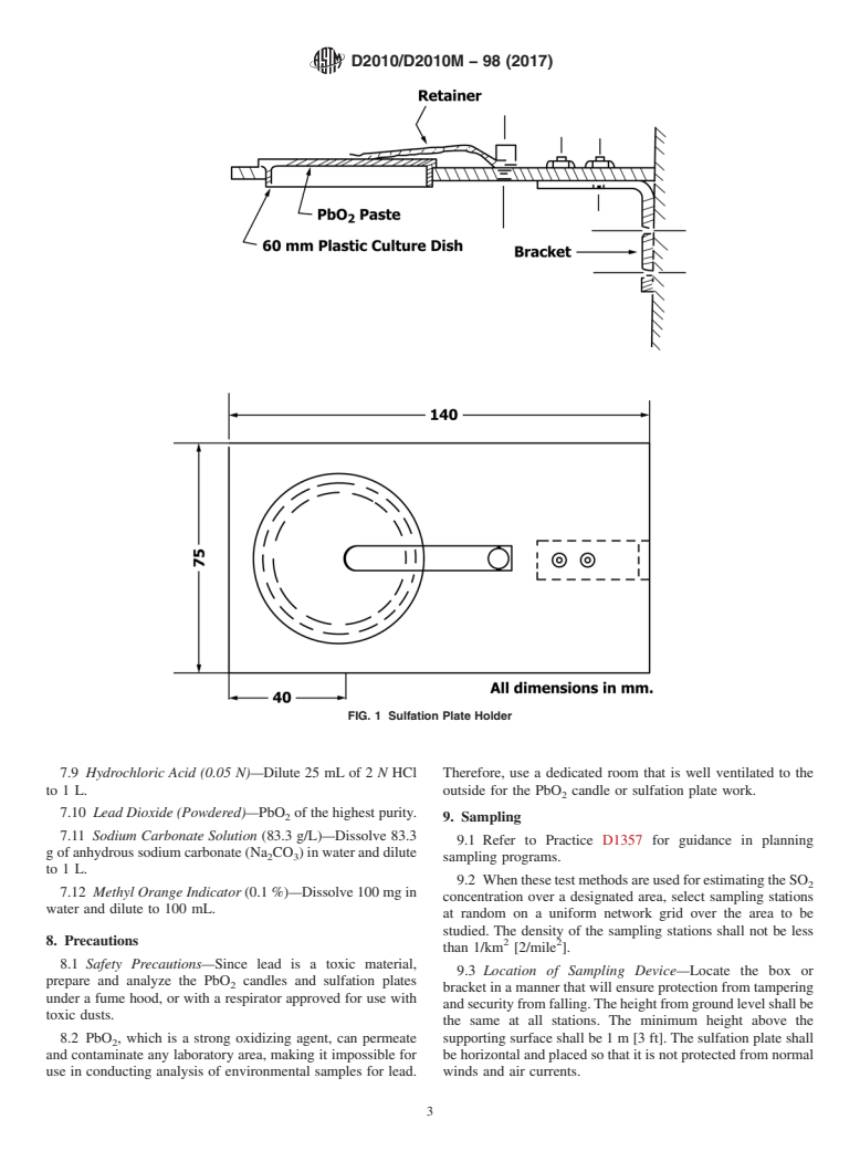 ASTM D2010/D2010M-98(2017) - Standard Test Methods for  Evaluation of Total Sulfation Activity in the Atmosphere by  the Lead Dioxide Technique