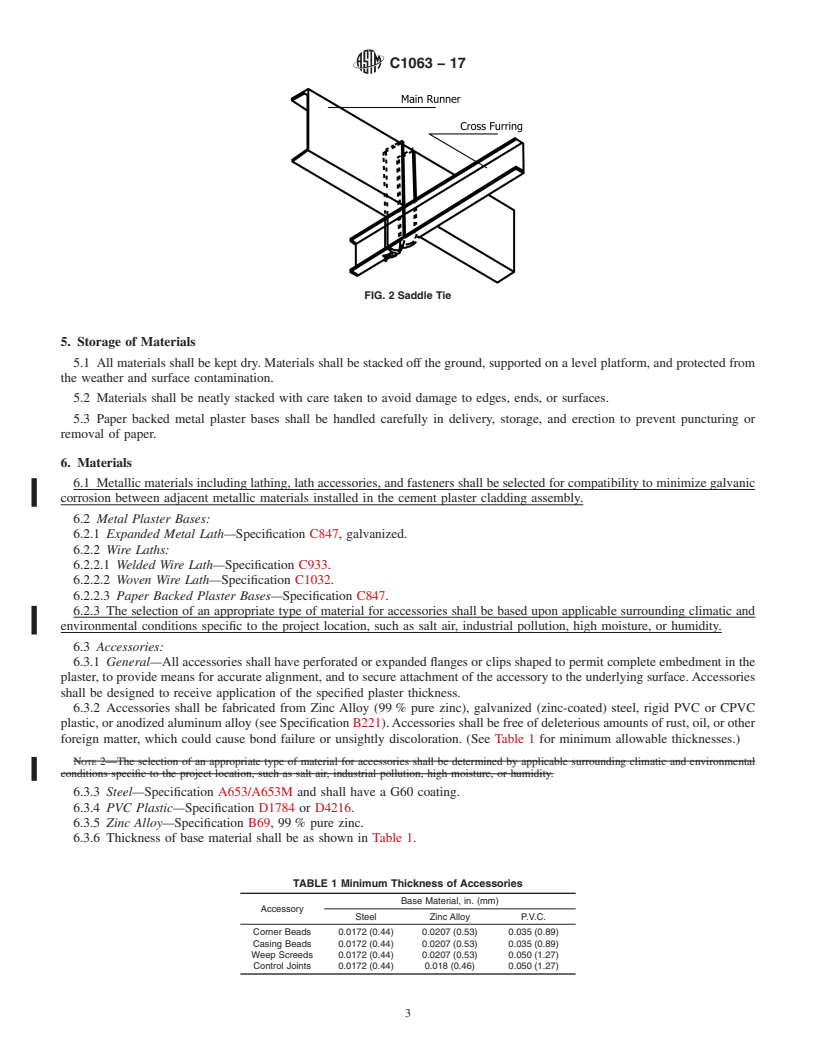 REDLINE ASTM C1063-17 - Standard Specification for Installation of Lathing and Furring to Receive Interior and  Exterior Portland Cement-Based Plaster