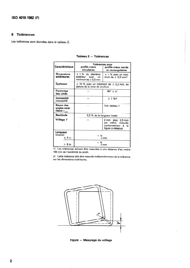 ISO 4019:1982 ISO 4019:1982 - Profils creux en acier, finis a froid -- Dimensions et caractéristiques - Page 4 preview