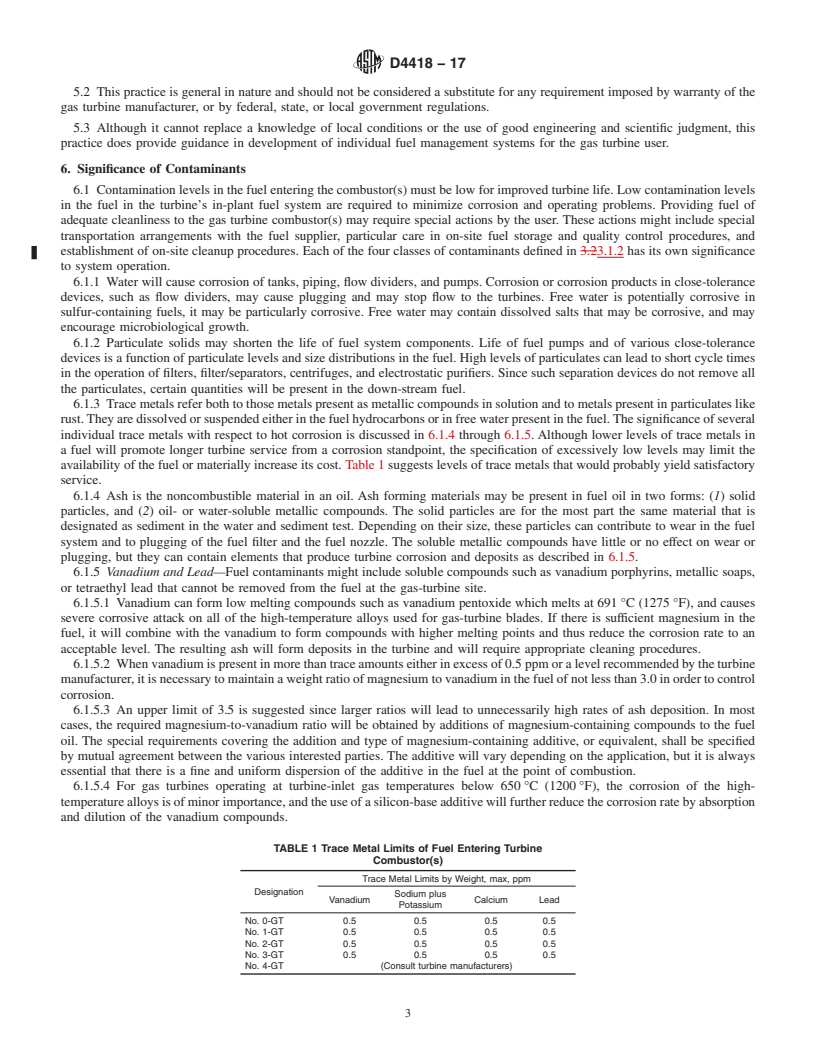 REDLINE ASTM D4418-17 - Standard Practice for  Receipt, Storage, and Handling of Fuels for Gas Turbines