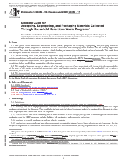 ASTM D6346-17 REDLINE ASTM D6346-17 - Standard Guide for Accepting, Segregating, and Packaging Materials Collected Through Household Hazardous Waste Programs - Page 1 preview