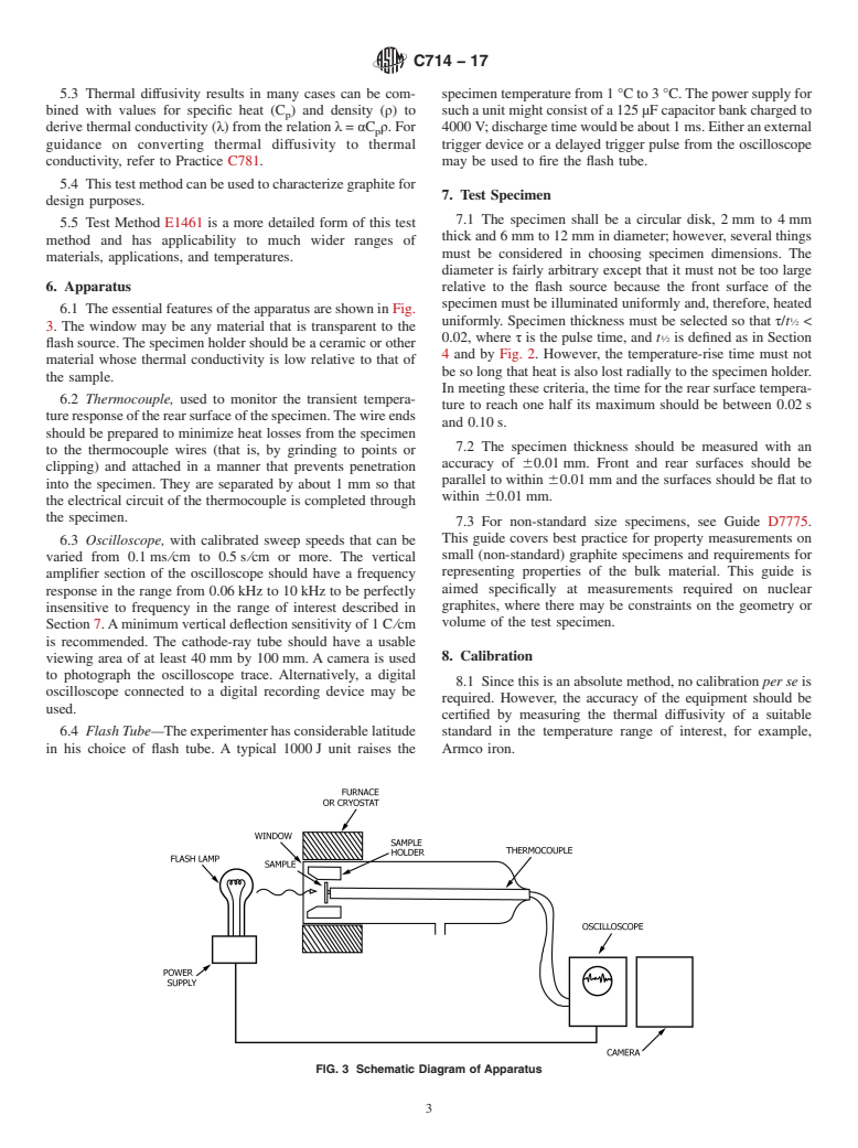 ASTM C714-17 - Standard Test Method for  Thermal Diffusivity of Carbon and Graphite by Thermal Pulse  Method