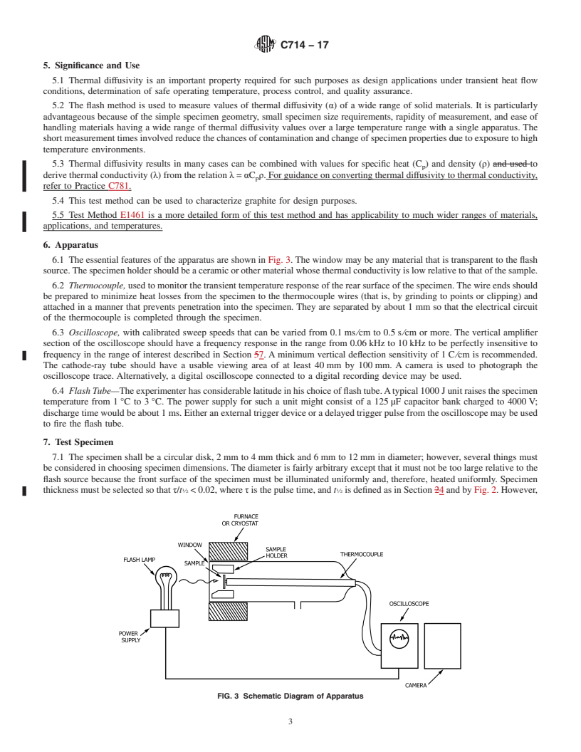 REDLINE ASTM C714-17 - Standard Test Method for  Thermal Diffusivity of Carbon and Graphite by Thermal Pulse  Method