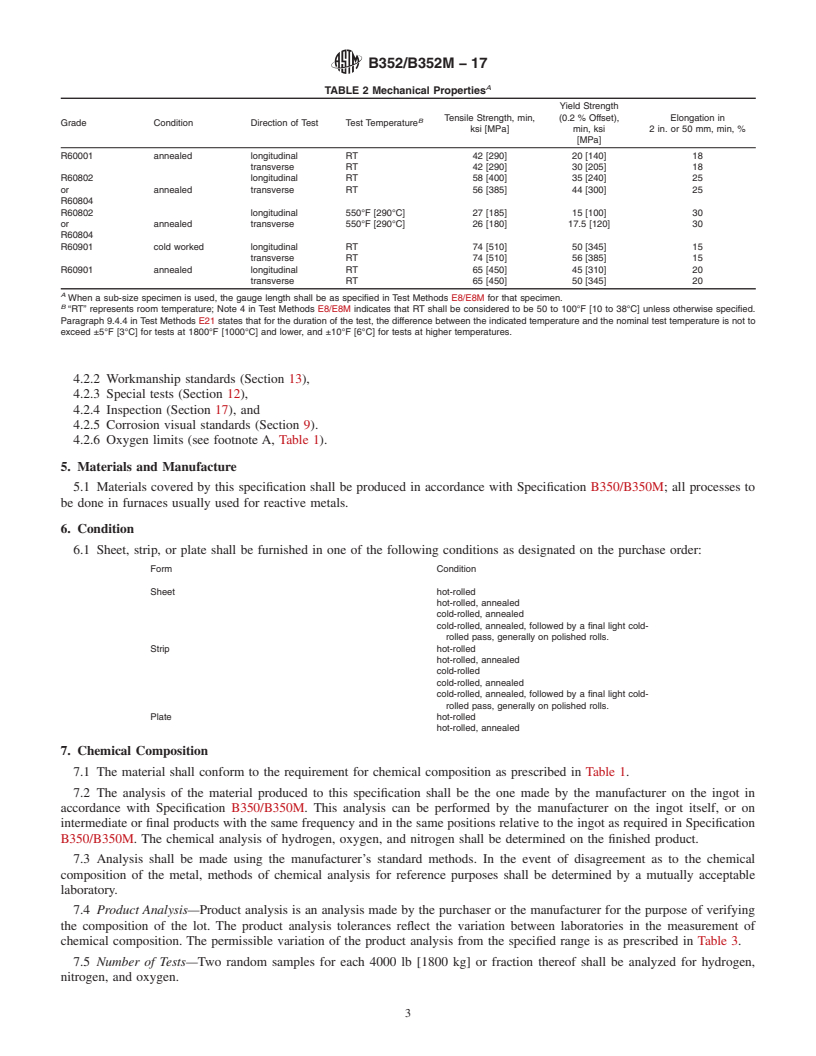 REDLINE ASTM B352/B352M-17 - Standard Specification for Zirconium and Zirconium Alloy Sheet, Strip, and Plate for Nuclear  Application