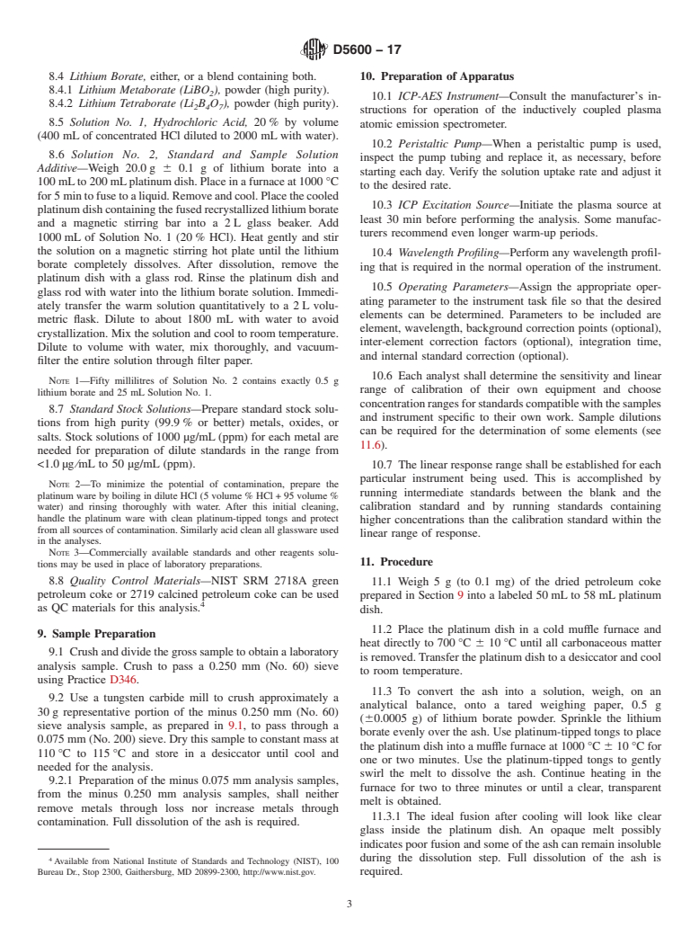 ASTM D5600-17 - Standard Test Method for  Trace Metals in Petroleum Coke by Inductively Coupled Plasma   Atomic Emission Spectrometry (ICP-AES)