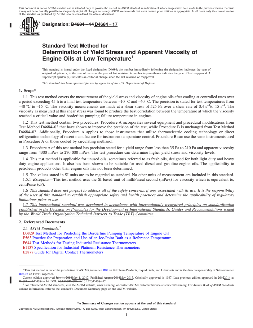 REDLINE ASTM D4684-17 - Standard Test Method for Determination of Yield Stress and Apparent Viscosity of Engine  Oils at Low Temperature