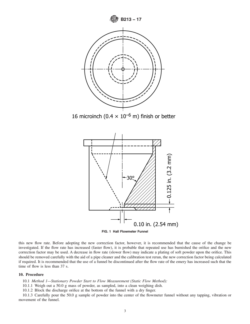 REDLINE ASTM B213-17 - Standard Test Methods for Flow Rate of Metal Powders Using the Hall Flowmeter Funnel