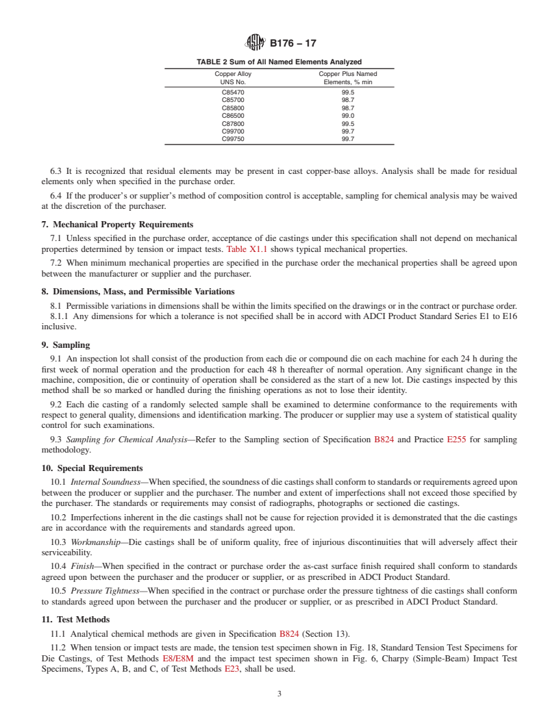 REDLINE ASTM B176-17 - Standard Specification for Copper-Alloy Die Castings