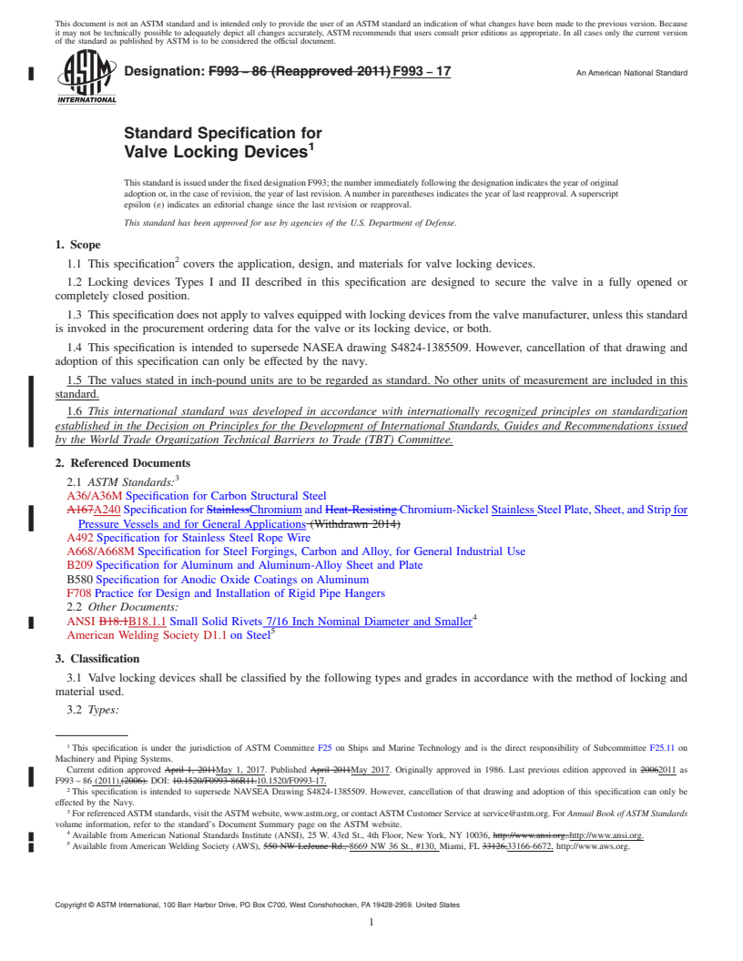 REDLINE ASTM F993-17 - Standard Specification for  Valve Locking Devices