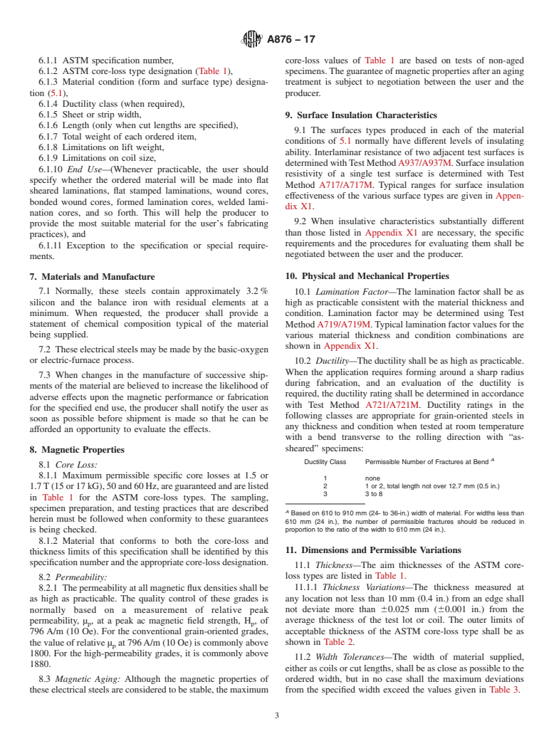 ASTM A876-17 - Standard Specification for Flat-Rolled, Grain-Oriented, Silicon-Iron, Electrical Steel,   Fully Processed Types