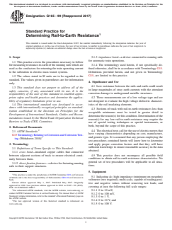ASTM G165-99(2017) ASTM G165-99(2017) - Standard Practice for Determining Rail-to-Earth Resistance - Page 1 preview