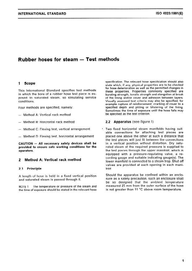 ISO 4023:1991 - Rubber hoses for steam -- Test methods