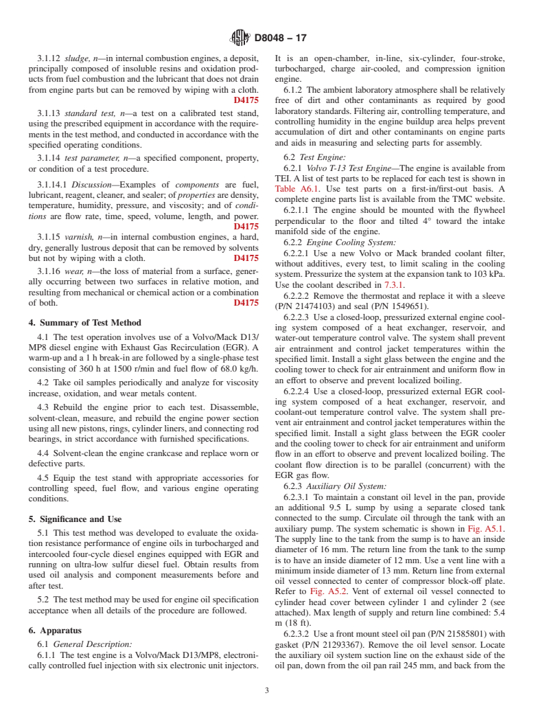 ASTM D8048-17 - Standard Test Method for Evaluation of Diesel Engine Oils in T-13 Diesel Engine