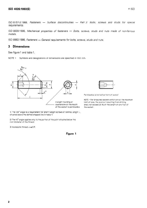 ISO 4026:1993 ISO 4026:1993 - Hexagon socket set screws with flat point - Page 4 preview