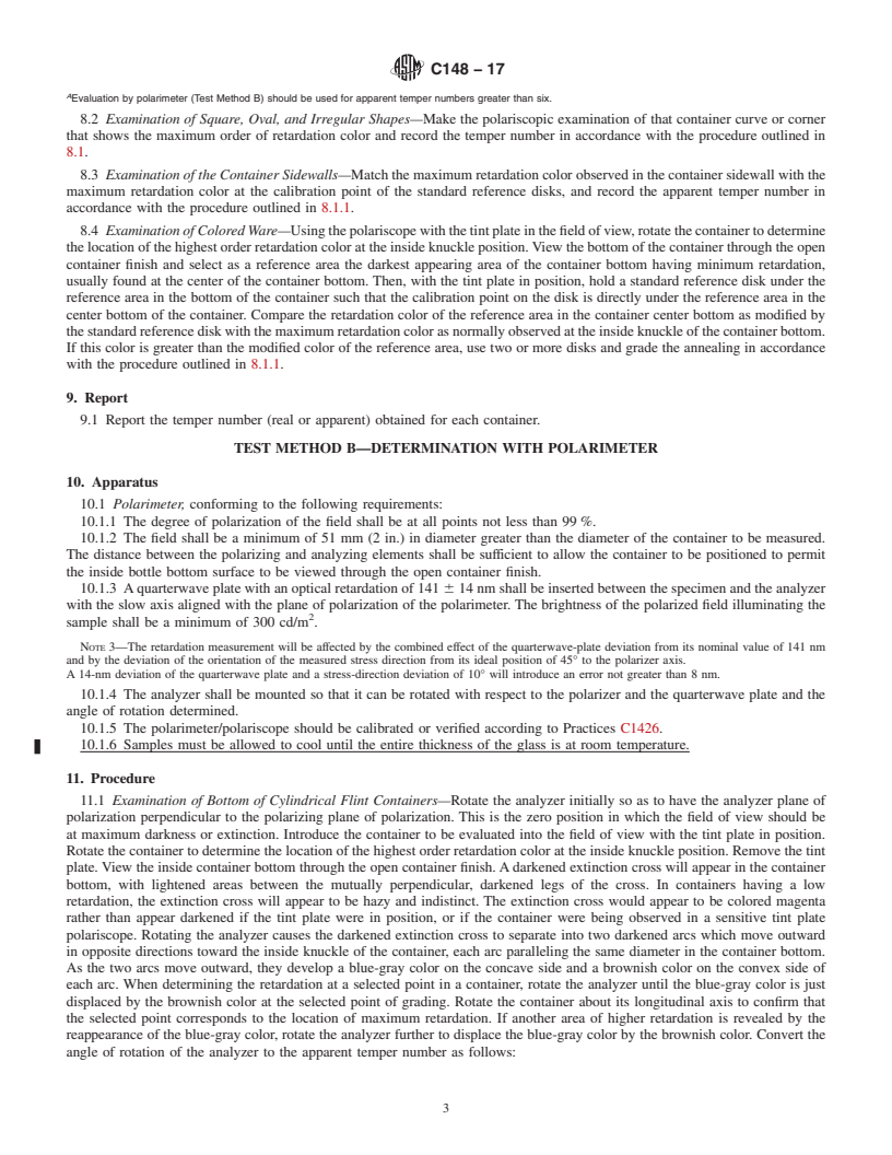 REDLINE ASTM C148-17 - Standard Test Methods for  Polariscopic Examination of Glass Containers