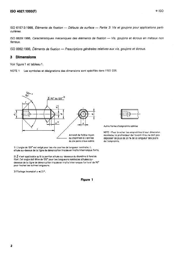 ISO 4027:1993 ISO 4027:1993 - Vis sans tete a six pans creux, a bout tronconique - Page 4 preview
