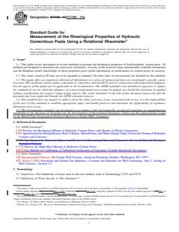 ASTM C1749-17a REDLINE ASTM C1749-17a - Standard Guide for Measurement of the Rheological Properties of Hydraulic Cementious Paste Using a Rotational Rheometer - Page 1 preview