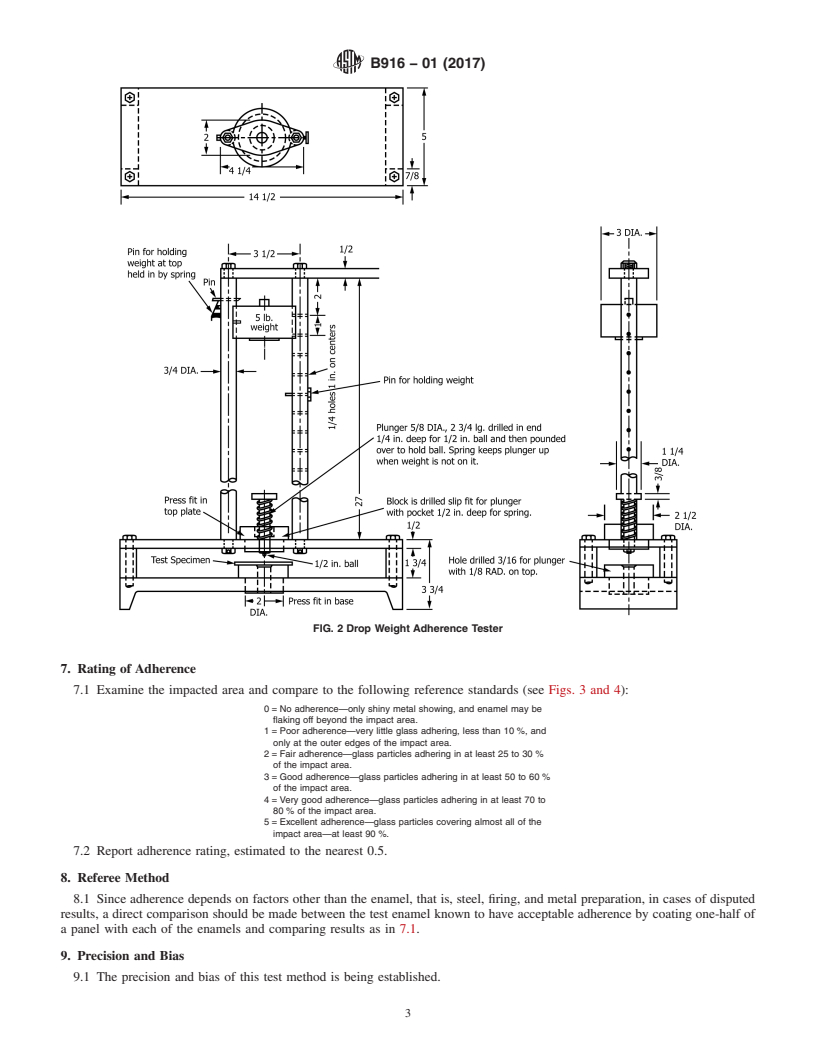 REDLINE ASTM B916-01(2017) - Standard Test Method for Adherence of Porcelain Enamel Coatings to Sheet Metal