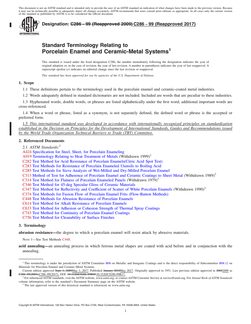 REDLINE ASTM C286-99(2017) - Standard Terminology Relating to  Porcelain Enamel and Ceramic-Metal Systems