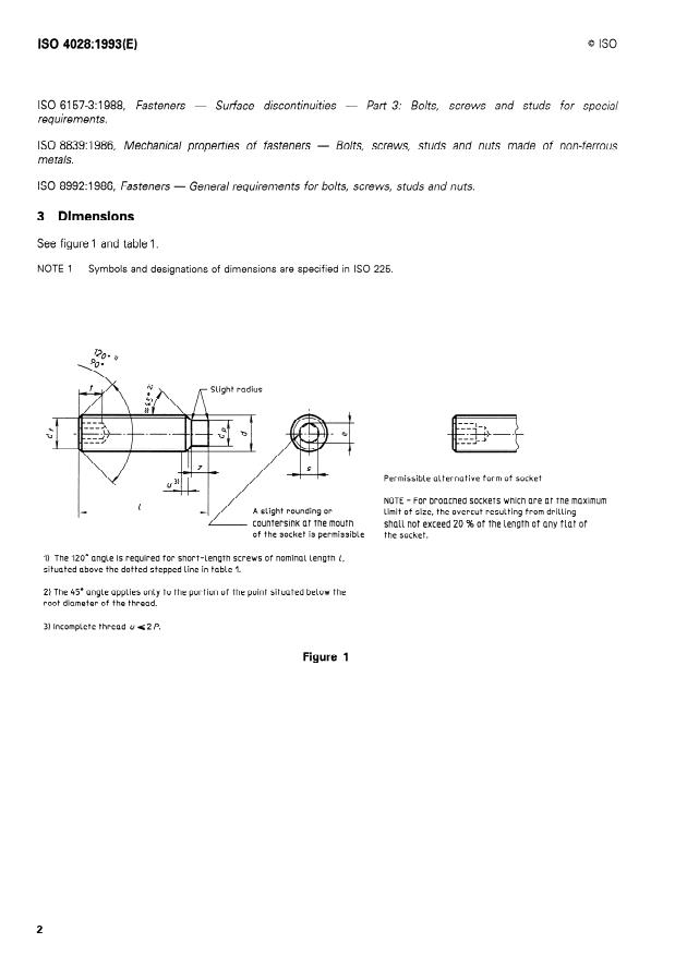 ISO 4028:1993 ISO 4028:1993 - Hexagon socket set screws with dog point - Page 4 preview