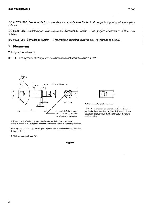 ISO 4028:1993 ISO 4028:1993 - Vis sans tete a six pans creux, a téton - Page 4 preview