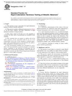 ASTM E103-17 ASTM E103-17 - Standard Practice for Rapid Indentation Hardness Testing of Metallic Materials - Page 1 preview