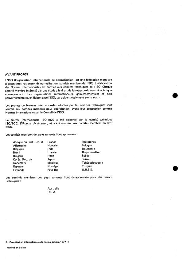 ISO 4029:1977 ISO 4029:1977 - Vis sans tete a six pans creux, a cuvette - Page 2 preview