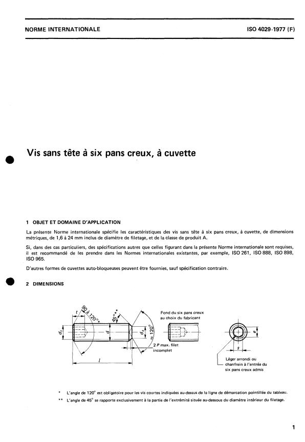 ISO 4029:1977 ISO 4029:1977 - Vis sans tete a six pans creux, a cuvette - Page 4 preview