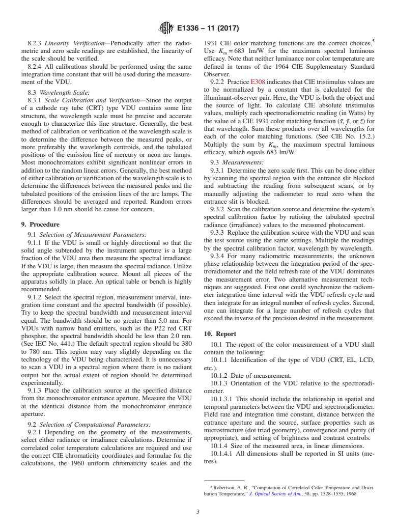 ASTM E1336-11(2017) - Standard Test Method for Obtaining Colorimetric Data From a Visual Display Unit by Spectroradiometry